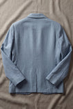 Dusty Blue Notch Lapel Men's Blazer with Pockets