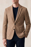 Khaki Notch Lapel Single Breasted 2‑Button Men's Blazer with Pockets