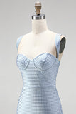 Blue Bodycon Thick Straps Sweetheart Short Homecoming Dress with Beading