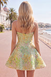 A-Line Green Corset Sequins Short Homecoming Dress