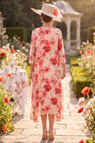 Red Flower 2 Piece Chiffon Bodycon Beaded Midi Mother of the Bride Dress with Jacket