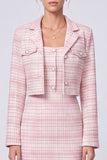 2 Piece Pink Single Breasted Peak Lapel Midi Work Dress