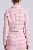 2 Piece Pink Single Breasted Peak Lapel Midi Work Dress
