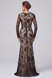 Black Floral Mermaid Lace Long Formal Dress