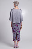 Grey Floral Velvet Sheath Rhinestone Bateau Neck Satin Mother of the Bride Dress with Cape