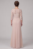 Champagne Floral Ruched Mermaid Lace Long Mother of the Bride Dress with Slit