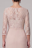 Champagne Floral Ruched Mermaid Lace Long Mother of the Bride Dress with Slit