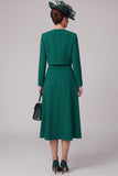 Dark Green A-Line 2-Piece Midi Satin Mother of the Bride Dress with Jacket
