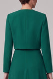 Dark Green A-Line 2-Piece Midi Satin Mother of the Bride Dress with Jacket