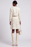 Ivory Two Piece Round Neck Sequins Knee-Length Work Dress