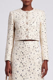 Ivory Two Piece Round Neck Sequins Knee-Length Work Dress
