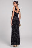 Sparkly Black Mermaid Cut Out V-Neck Sequins Long Evening Dress
