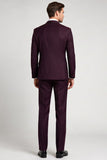 3 Piece Single Breasted Peak Lapel Claret Men's Prom Suits