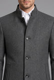 Stand Collar Grey Single Breasted Men's Prom Blazer