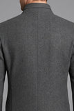 Stand Collar Grey Single Breasted Men's Prom Blazer