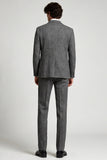Peak Lapel 3 Piece Grey Single Breasted Men's Prom Suits
