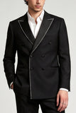 Peak Lapel Double Breasted Black 2 Piece Men's Prom Suits
