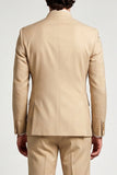 Khaki Mandarin Collar Double Breasted 2 Piece Men's Prom Suits