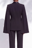 Black Pantsuits Peak Lapel Cape 2 Piece Single Breasted Women Suits