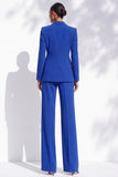 Royal Blue Peak Lapel 2 Piece Single Breasted Women Suits