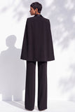 Black Slim Fit Peak Lapel 2 Piece One Button Work Suits with Pocket