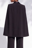 Black Slim Fit Peak Lapel 2 Piece One Button Work Suits with Pocket