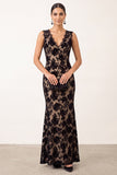 Black Mermaid V-Neck Lace Long Formal Dress