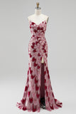 Pink Sequins Mermaid Strapless Detachable Tulle Draped Long Prom Dress with Slit