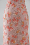 Pink Off the Shoulder Mermaid Appliques Sequins Long Prom Dress with Beading