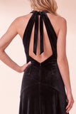 Black Velvet A-Line Halter Long Holiday Party Dress