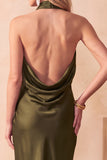 Chocolates Mermaid Cowl Neck Satin Midi Wedding Guest Dress