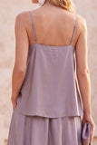 Fog Satin Spaghetti Straps Tiered Maxi Wedding Guest Dress with Pockets