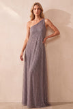 Fog A-Line One Shoulder Sequins Long Formal Dress