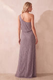 Fog A-Line One Shoulder Sequins Long Formal Dress