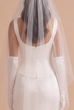 White Mermaid Bateau Neck Satin Long Wedding Dress