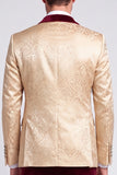 Shawl Lapel Single Breasted Champagne Velvet 3 Piece Men's Prom Suits