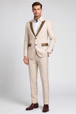 Single Breasted Peak Lapel 2 Piece Apricot Men's Prom Suits