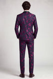 One Button Shawl Lapel Ink Blueburry 2 Piece Men's Prom Suits