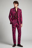 Notched Lapel Fuchsia One Button 2 Piece Men's Prom Suits