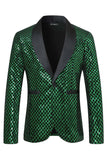 Shawl Lapel Emerald Green One Button Men's Prom Blazer