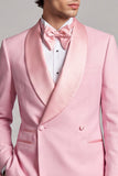 Double Breasted Pink Shawl Lapel Men's Prom Blazer