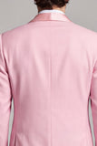 Double Breasted Pink Shawl Lapel Men's Prom Blazer