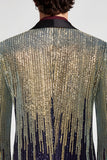 Sequins One Button Black Golden Shawl Lapel Men's Prom Blazer