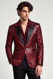 Peak Lapel Burgundy One Button Men's Prom Blazer