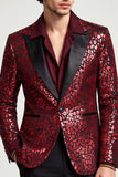 Peak Lapel Burgundy One Button Men's Prom Blazer