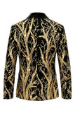 Sparkly One Button Golden Peak Lapel Men's Prom Suit with Sequins