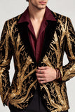 Sparkly One Button Golden Peak Lapel Men's Prom Suit with Sequins