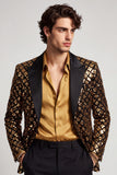 Sparkly Golden Sequins Peak Lapel Men's Prom Blazer
