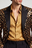 Sparkly Golden Sequins Peak Lapel Men's Prom Blazer