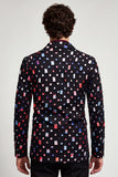 One Button Black Notched Lapel Men's Prom Blazer
